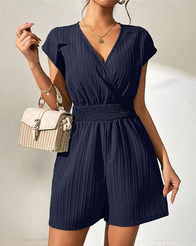 Shesways® Summer V-Neck Cap Sleeve Romper – Elegant, Lightweight & Flattering Fit