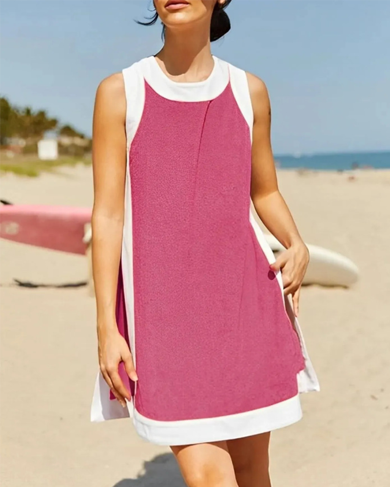 Shesways® Women’s Colorblock 2-Piece Set — Sleeveless Crewneck Top & Matching Shorts with Pockets