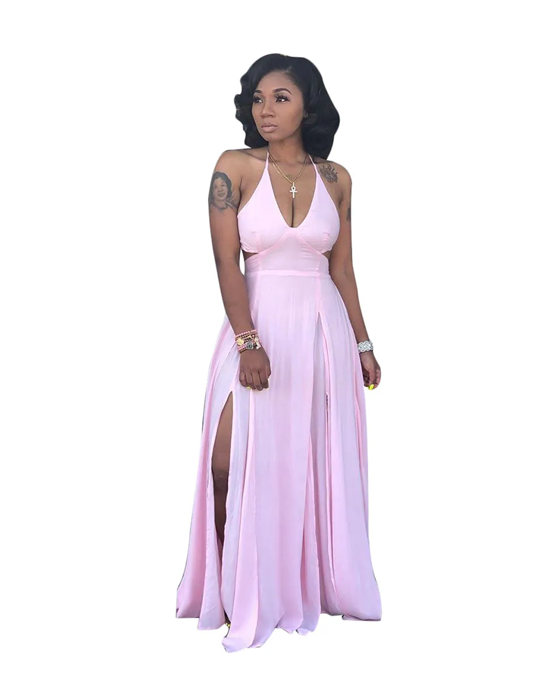 Shesways® Women's V-Neck Sleeveless Floor-Length Dress