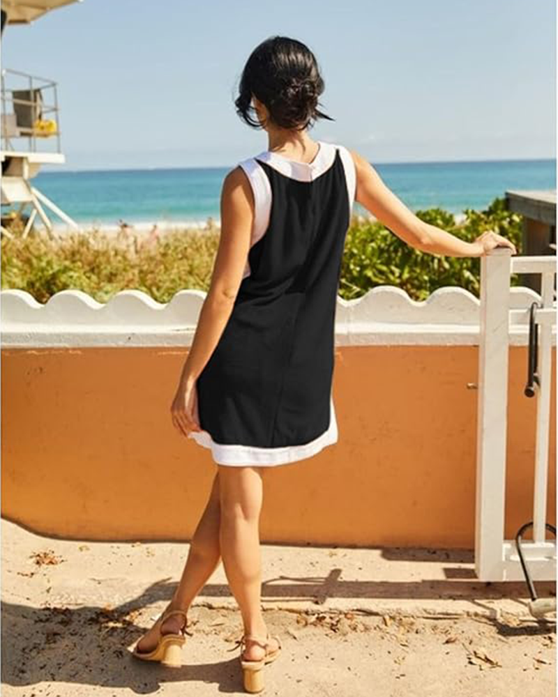 Shesways® Women’s Colorblock 2-Piece Set — Sleeveless Crewneck Top & Matching Shorts with Pockets